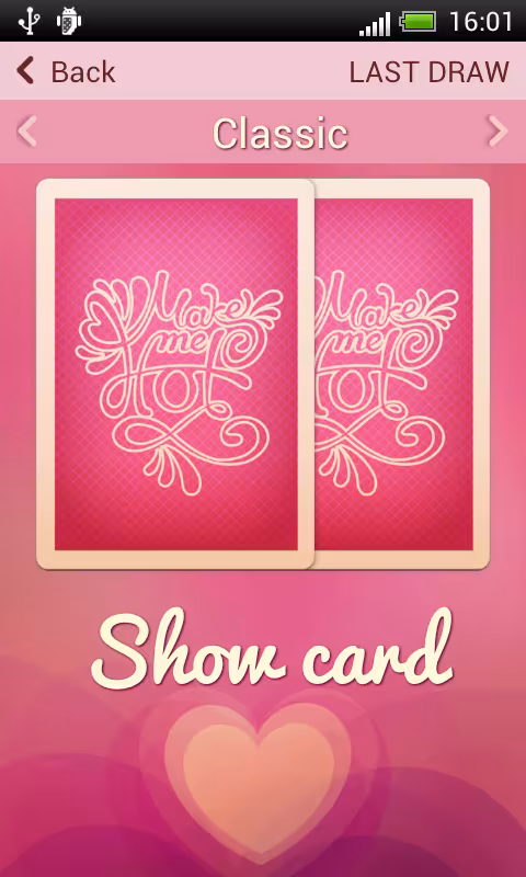 Showing the card that was drawn